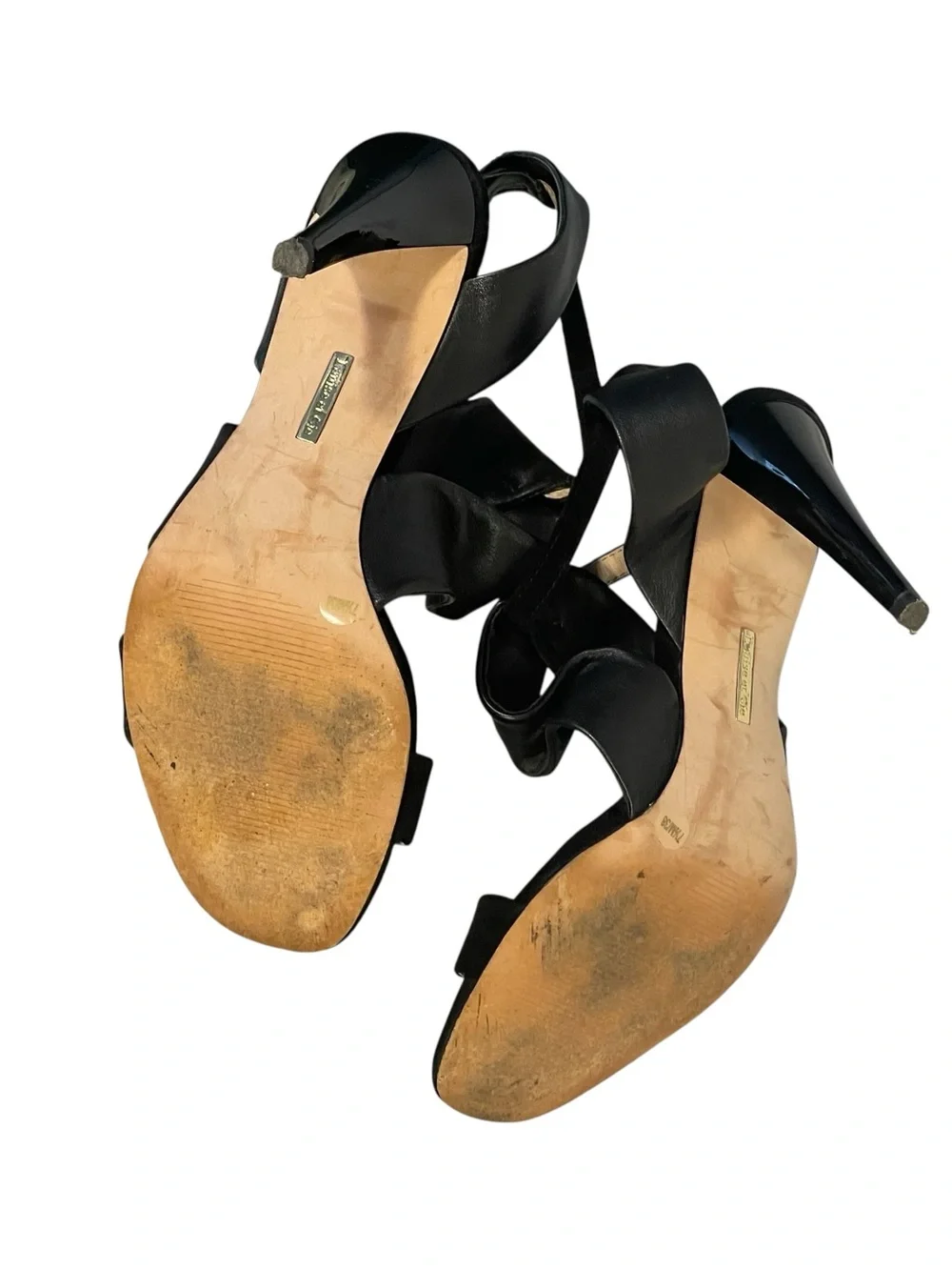 Louise Et Cie Black Leather Suede Strappy Ankle Strap Stiletto Heel Shoes 7.5M